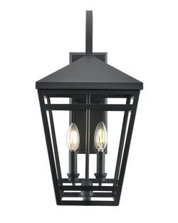 2-Light Outdoor Wall Sconce in Textured Black