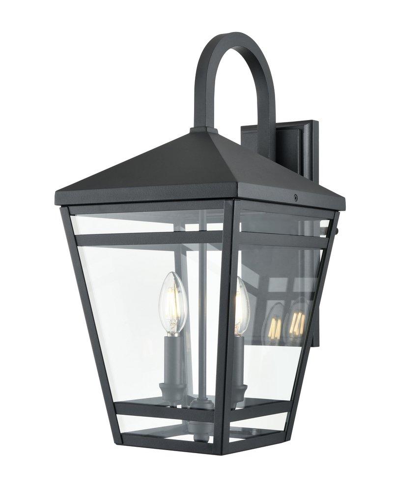 2-Light Outdoor Wall Sconce in Textured Black 