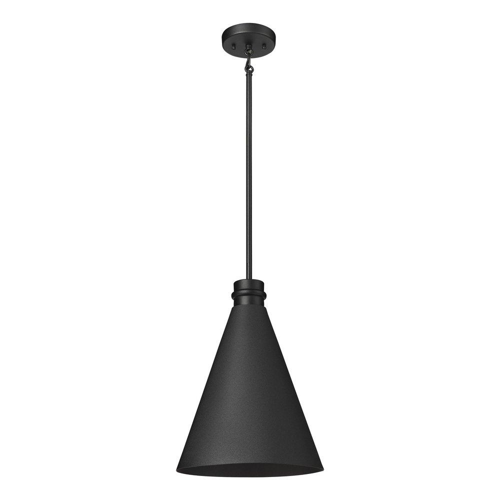 1-Light Outdoor Hanging Lantern in Textured Black 