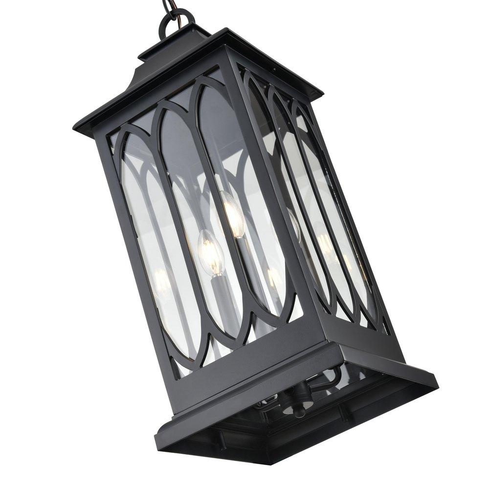 3-Light Outdoor Hanging Lantern in Powder Coated Black 