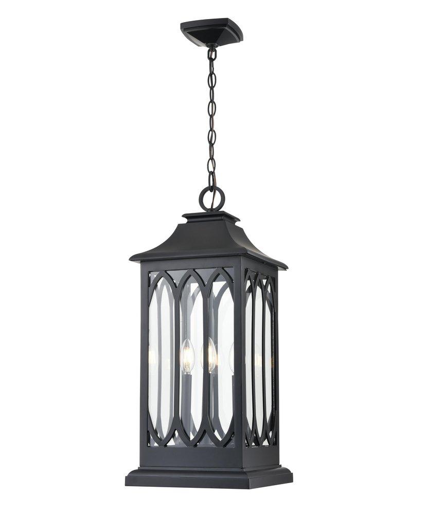 3-Light Outdoor Hanging Lantern in Powder Coated Black 