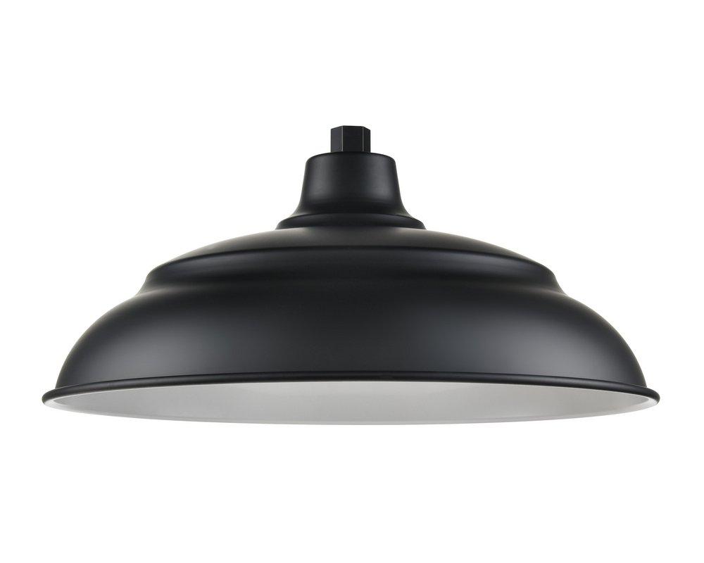 1-Light Aluminum Warehouse Shade in Satin Black 