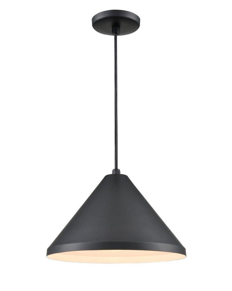 1-Light Cord Hung Wide Cone Shade in Satin Black 