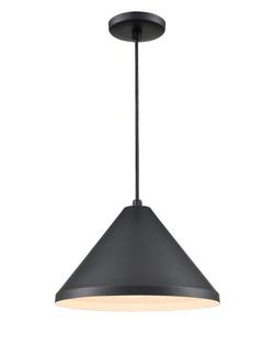 1-Light Cord Hung Wide Cone Shade in Satin Black
