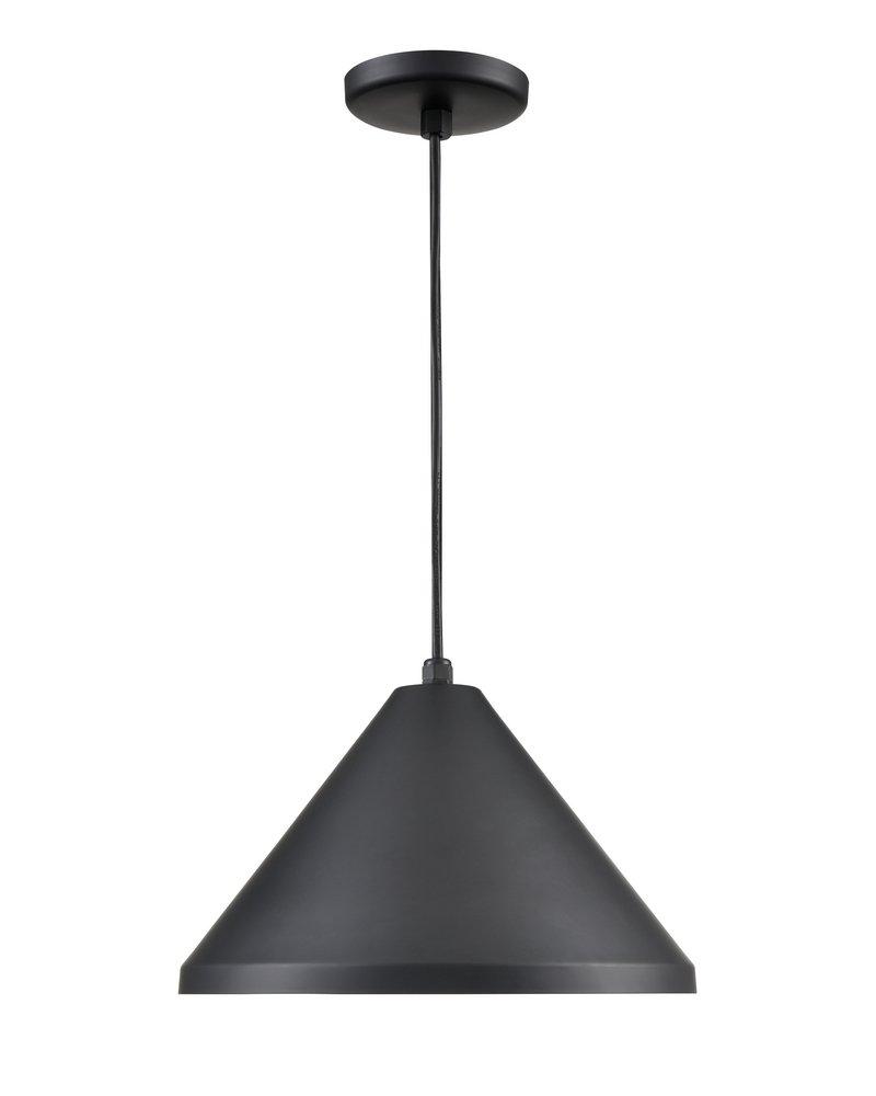 1-Light Cord Hung Wide Cone Shade in Satin Black 