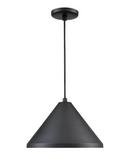1-Light Cord Hung Wide Cone Shade in Satin Black 