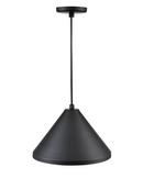 1-Light Cord Hung Wide Cone Shade in Satin Black 