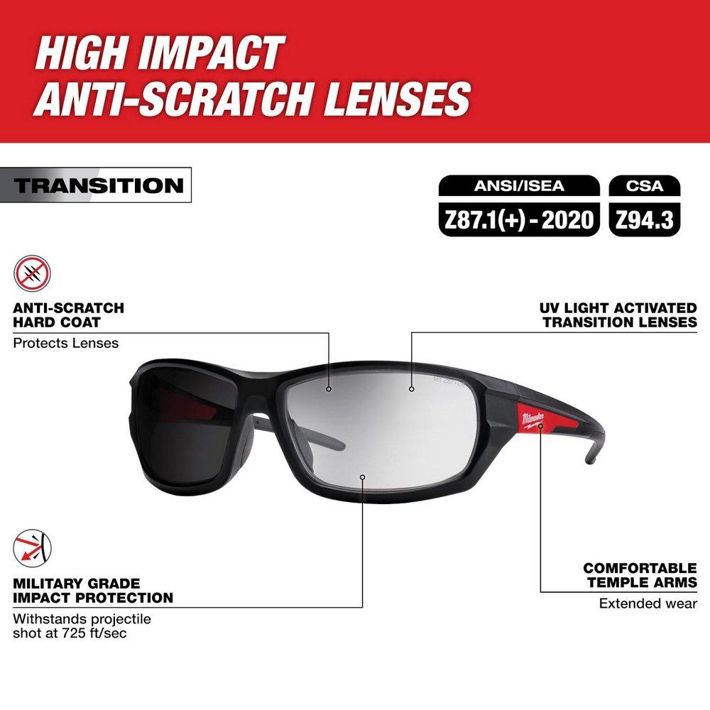Transition Performance Safety Glasses - Anti-Scratch Lenses 
