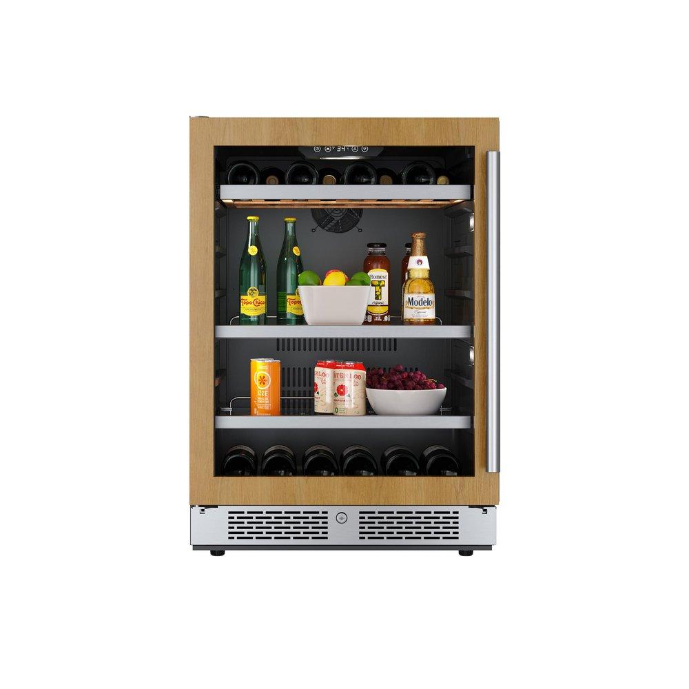 AVALLON 82 CAN AND 14 WINE BOTTLE CAPACITY 24 UNDERCOUNTER PANEL READY GLASS DOOR WINE AND BEVERAGE COOLER - LEFT HINGED 