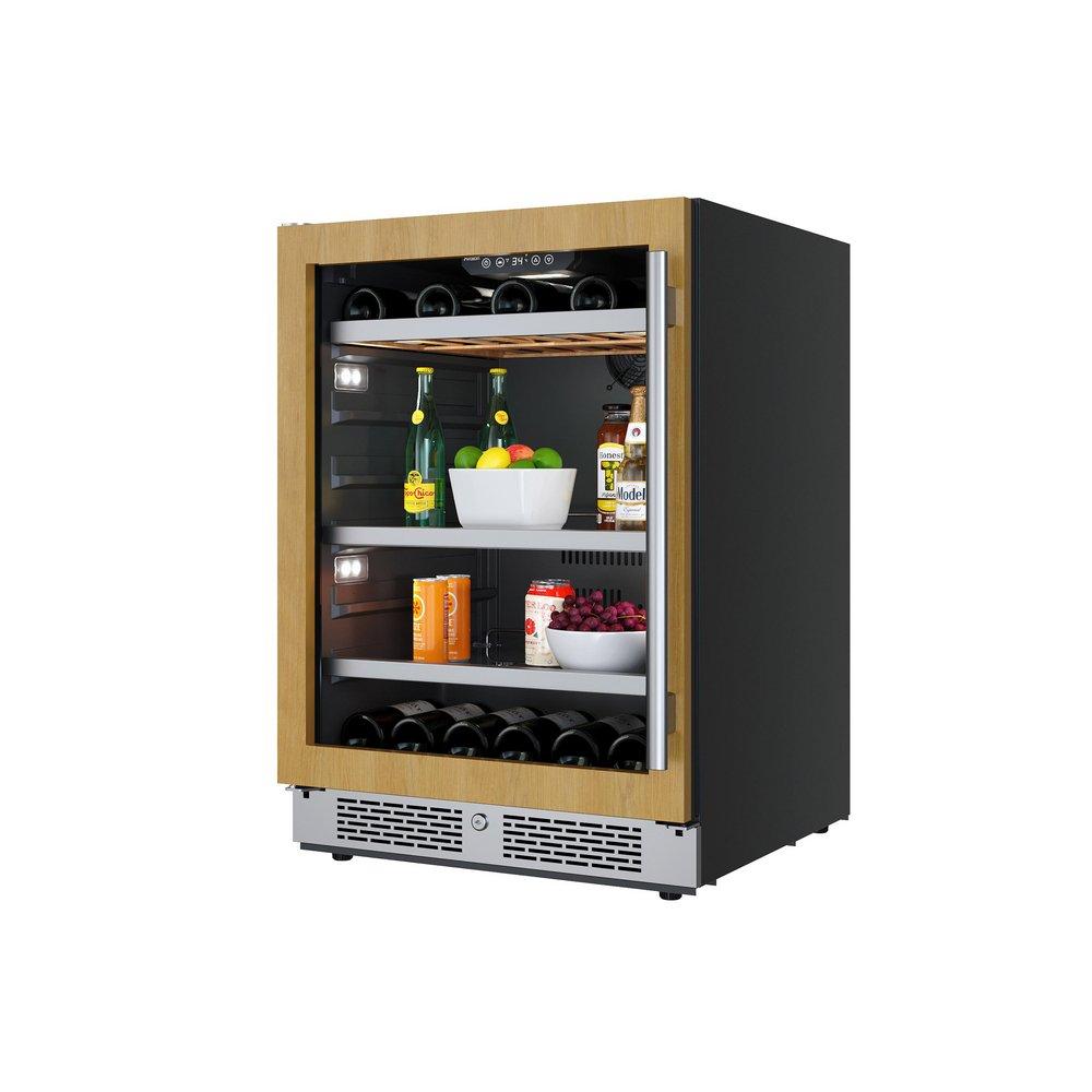 24 in. 82 Can, 14 Wine Bottle Undercounter Wine and Beverage Cooler in Panel Ready with Glass Door (Left Hinged) 
