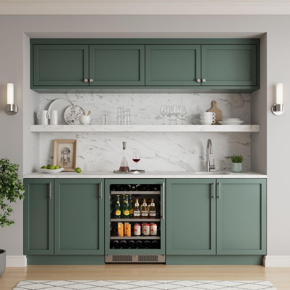 24 in. 82 Can, 14 Wine Bottle Undercounter Wine and Beverage Cooler in Panel Ready with Glass Door (Left Hinged) 