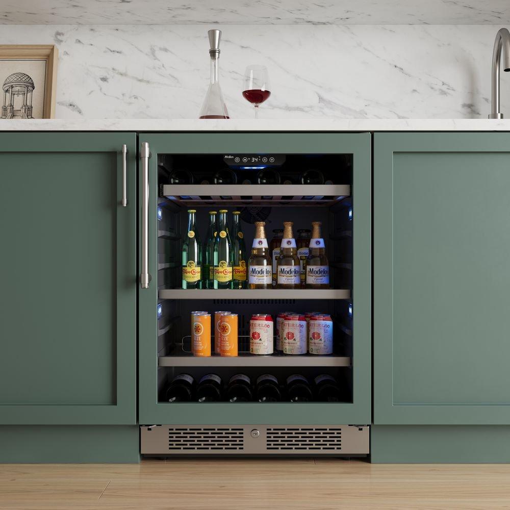 24 in. 82 Can, 14 Wine Bottle Undercounter Wine and Beverage Cooler in Panel Ready with Glass Door (Right Hinged) 