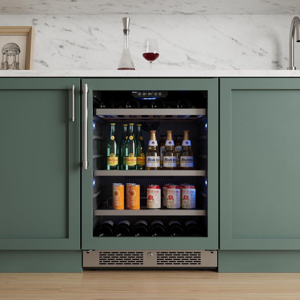 24 in. 82 Can, 14 Wine Bottle Undercounter Wine and Beverage Cooler in Panel Ready with Glass Door (Right Hinged) 