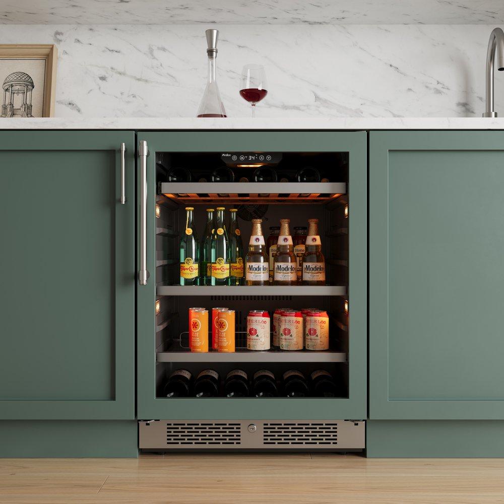 24 in. 82 Can, 14 Wine Bottle Undercounter Wine and Beverage Cooler in Panel Ready with Glass Door (Right Hinged) 