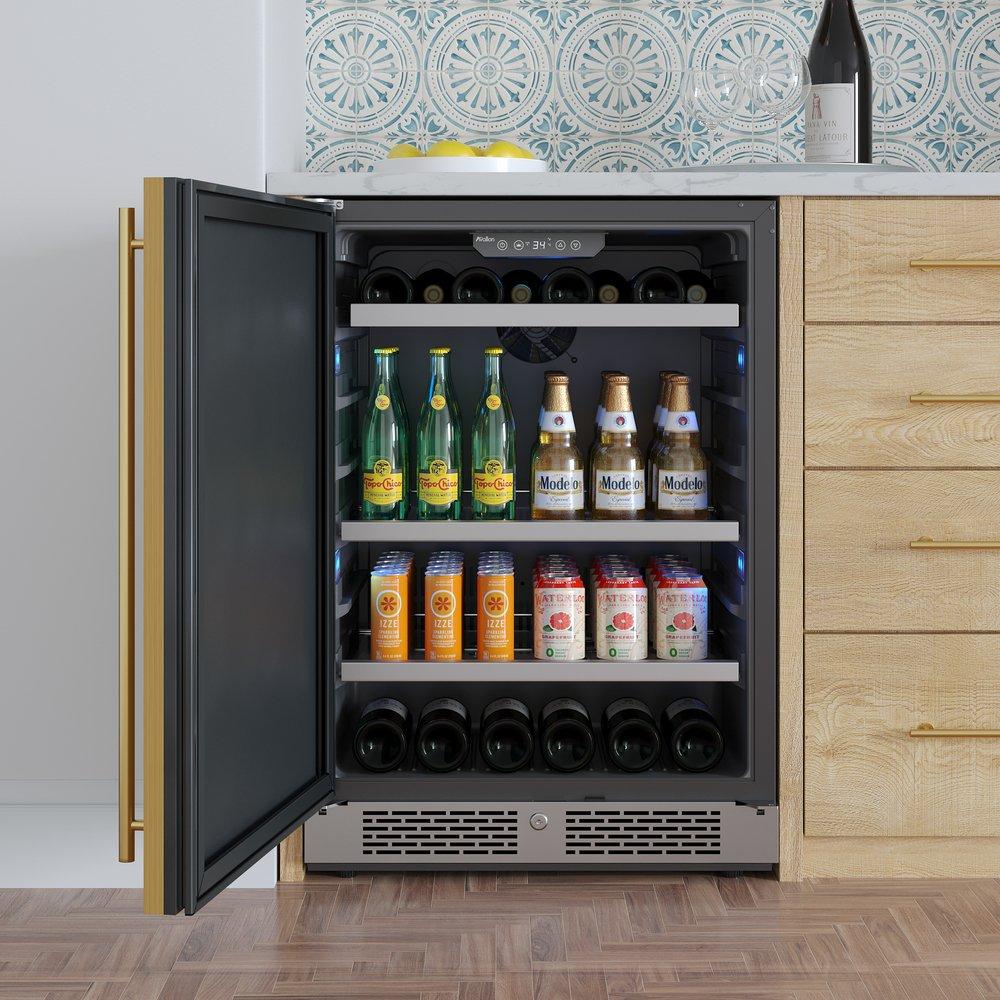 24 in. 82 Can, 14 Wine Bottle Undercounter Wine and Beverage Cooler in Panel Ready (Left Hinged) 