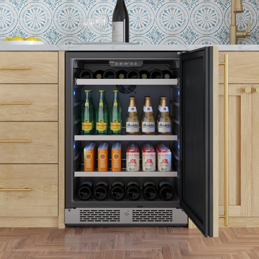 24 in. 82 Can, 14 Wine Bottle Undercounter Wine and Beverage Cooler in Panel Ready (Right Hinged) 