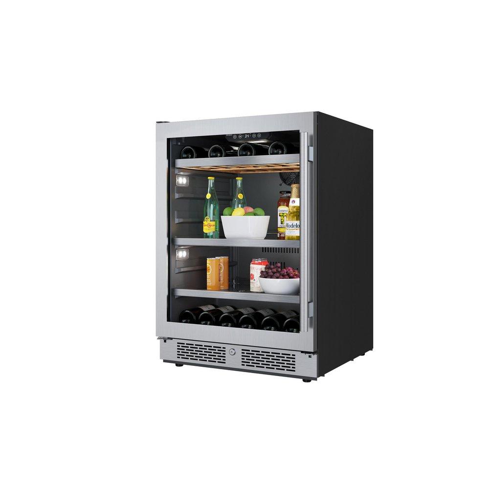 24 in. 82 Can, 14 Wine Bottle Undercounter Wine and Beverage Cooler in Stainless Steel (Right Hinged) 