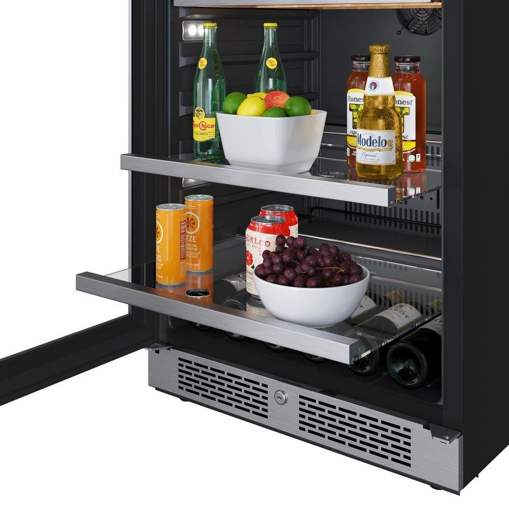 24 in. 82 Can, 14 Wine Bottle Undercounter Wine and Beverage Cooler in Stainless Steel (Right Hinged) 