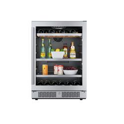 24 in. 82 Can, 14 Wine Bottle Undercounter Wine and Beverage Cooler in Stainless Steel (Right Hinged)