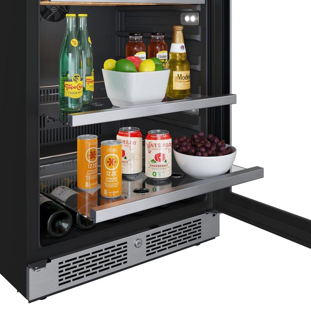 24 in. 82 Can, 14 Wine Bottle Undercounter Wine and Beverage Cooler in Stainless Steel (Right Hinged) 