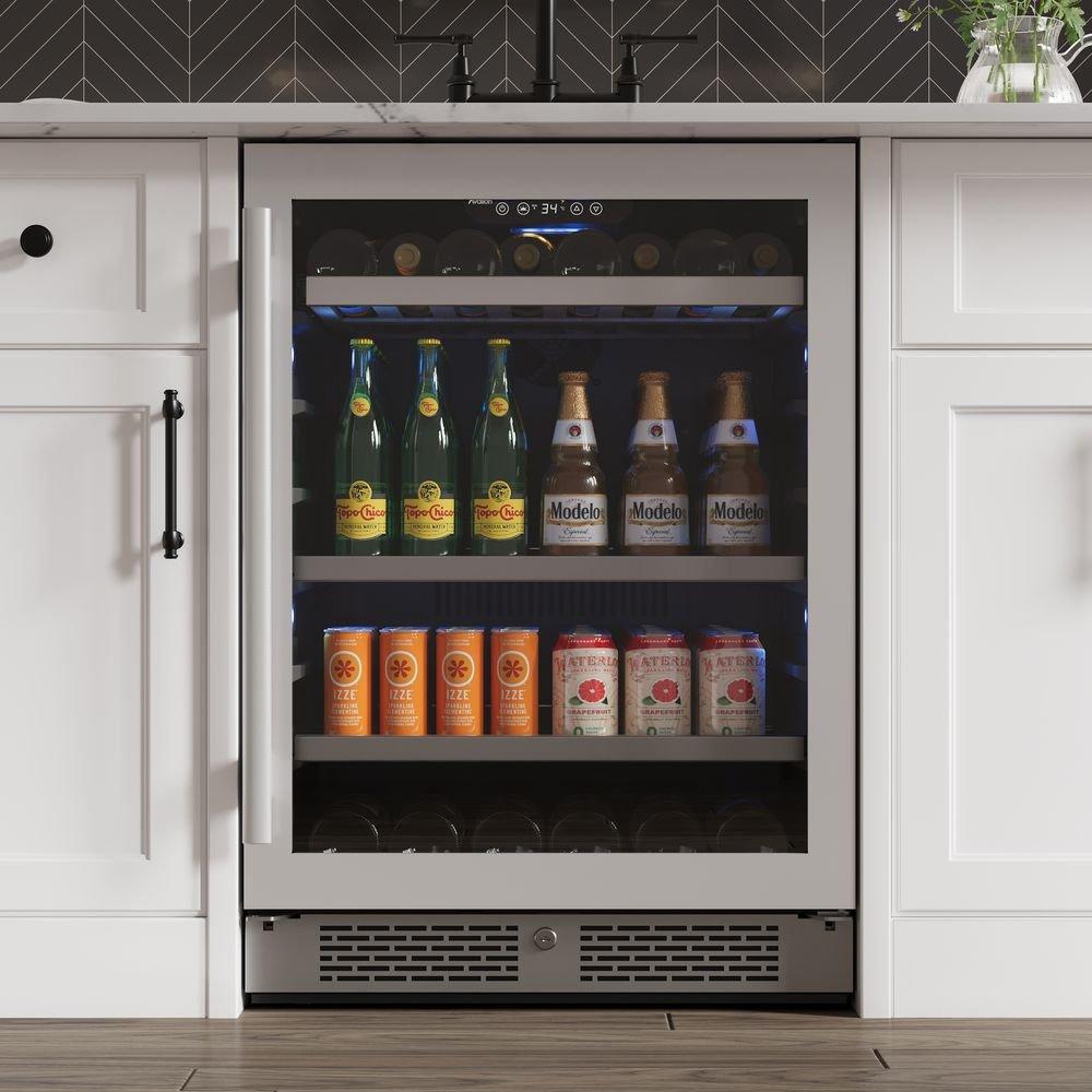 24 in. 82 Can, 14 Wine Bottle Undercounter Wine and Beverage Cooler in Stainless Steel (Right Hinged) 