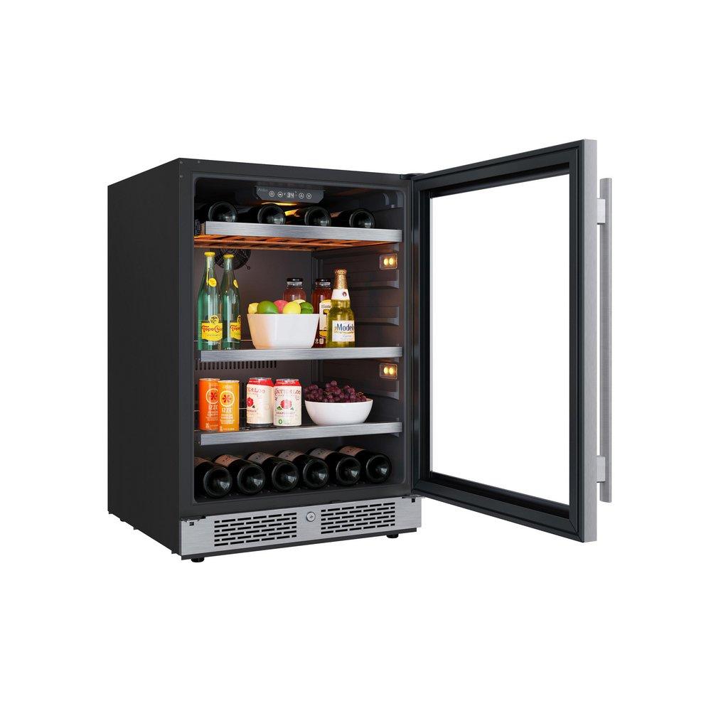 24 in. 82 Can, 14 Wine Bottle Undercounter Wine and Beverage Cooler in Stainless Steel (Right Hinged) 