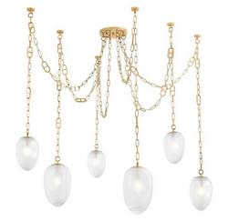 61 in. 6-Light Wide Multi Light Pendant in Vintage Brass