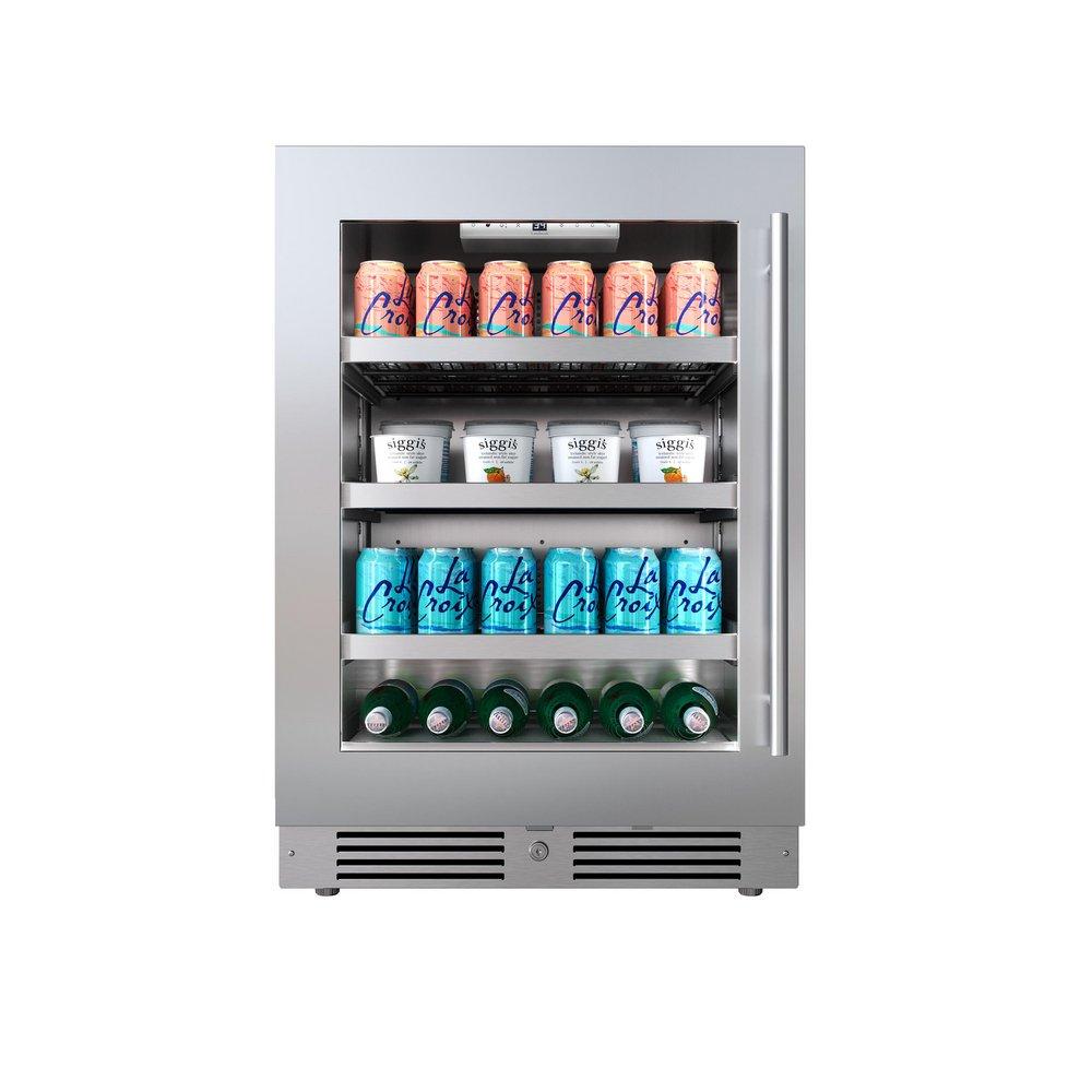 24 in. Left Hinge Beverage Cooler in Stainless Steel 