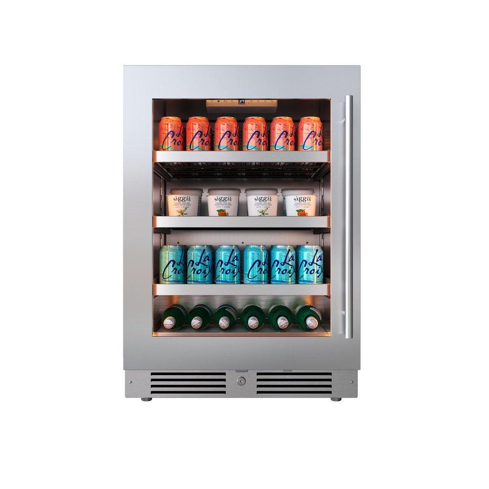 24 in. Left Hinge Beverage Cooler in Stainless Steel 