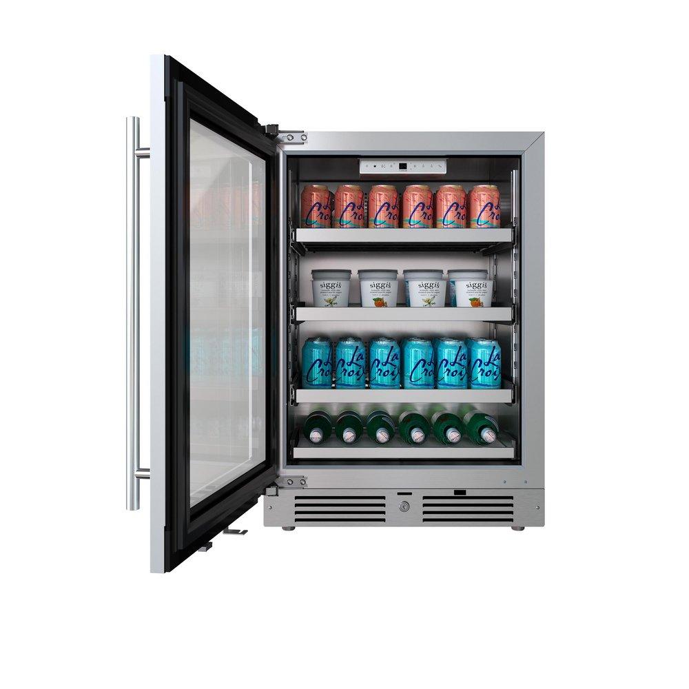 24 in. Left Hinge Beverage Cooler in Stainless Steel 