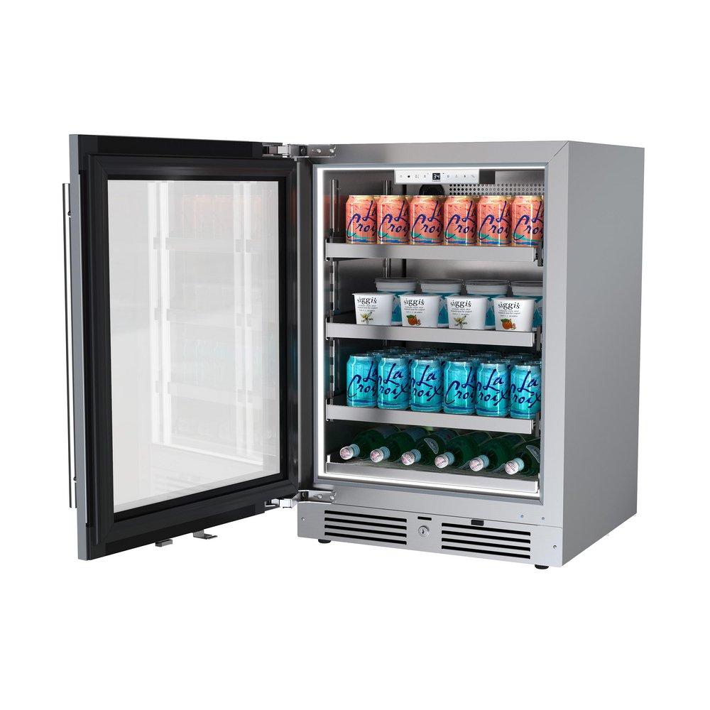 24 in. Left Hinge Beverage Cooler in Stainless Steel 