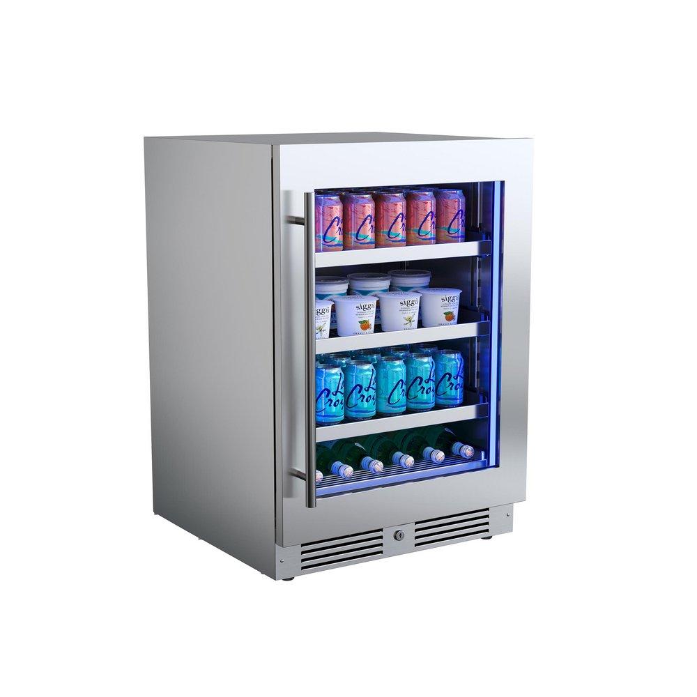 24 in.Right Hinge Beverage Cooler in Stainless Steel 