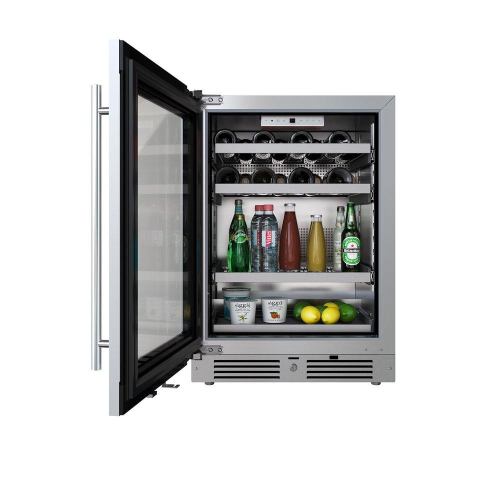 24 in. Single Zone Left Hinge Wine Cooler in Stainless Steel 
