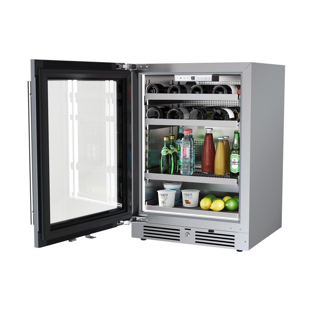 24 in. Single Zone Left Hinge Wine Cooler in Stainless Steel 