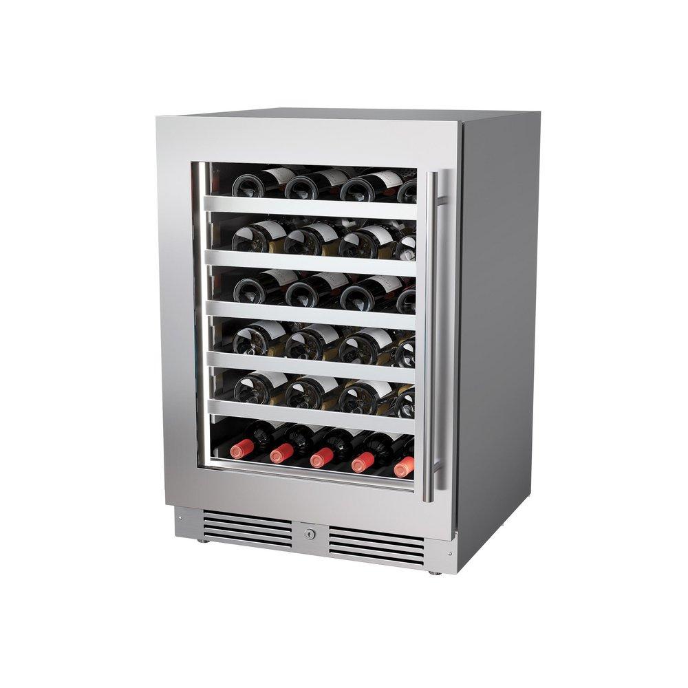 24 in. Single Zone Wine Cooler Left Hinge in Stainless Steel 