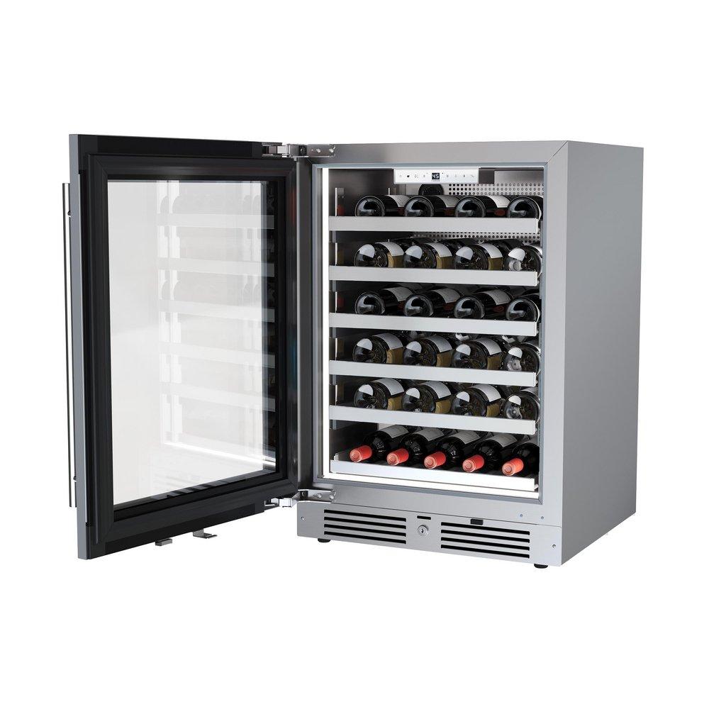 24 in. Single Zone Wine Cooler Left Hinge in Stainless Steel 