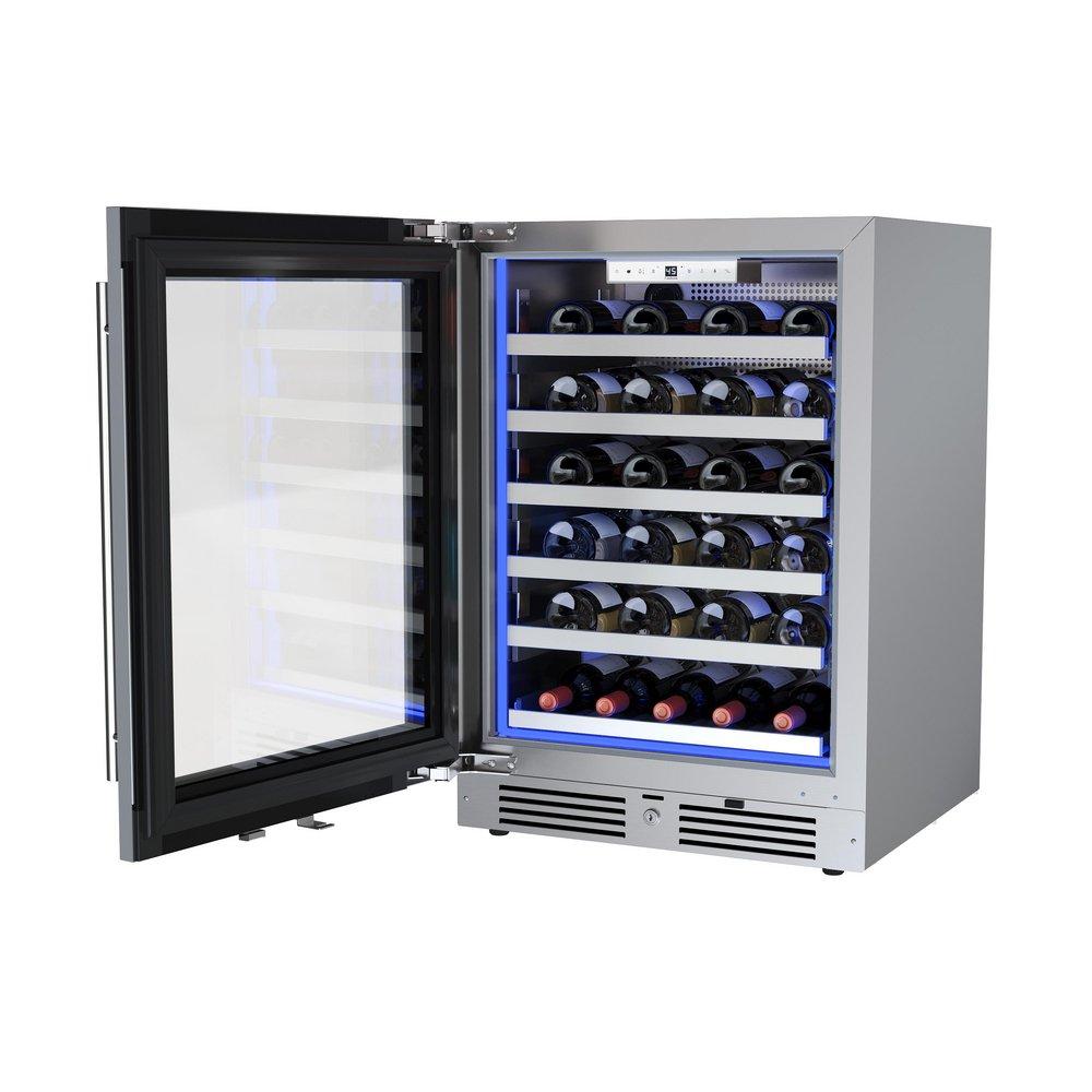24 in. Single Zone Wine Cooler Left Hinge in Stainless Steel 