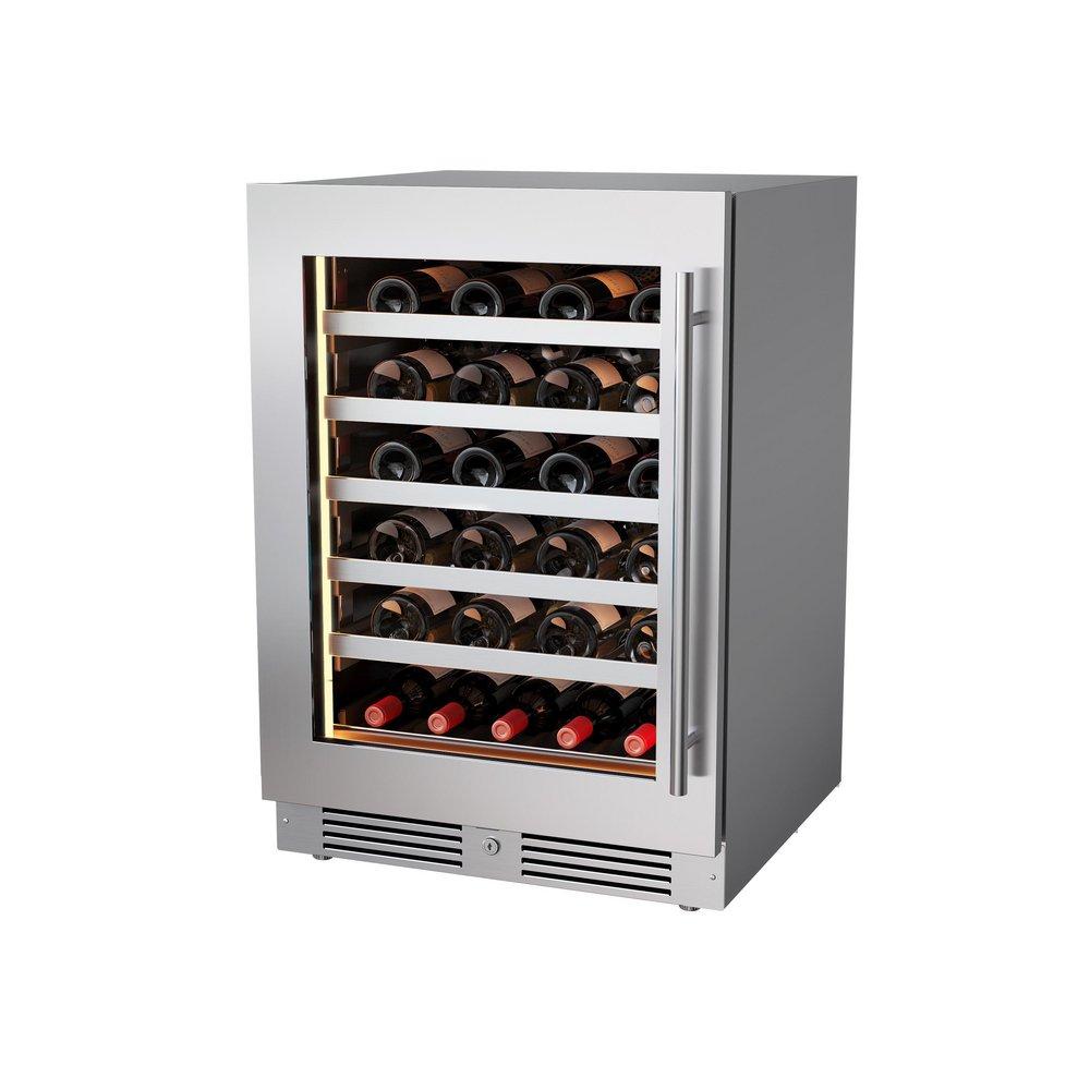 24 in. Single Zone Wine Cooler Left Hinge in Stainless Steel 