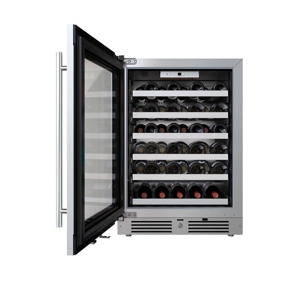 24 in. Single Zone Wine Cooler Left Hinge in Stainless Steel 