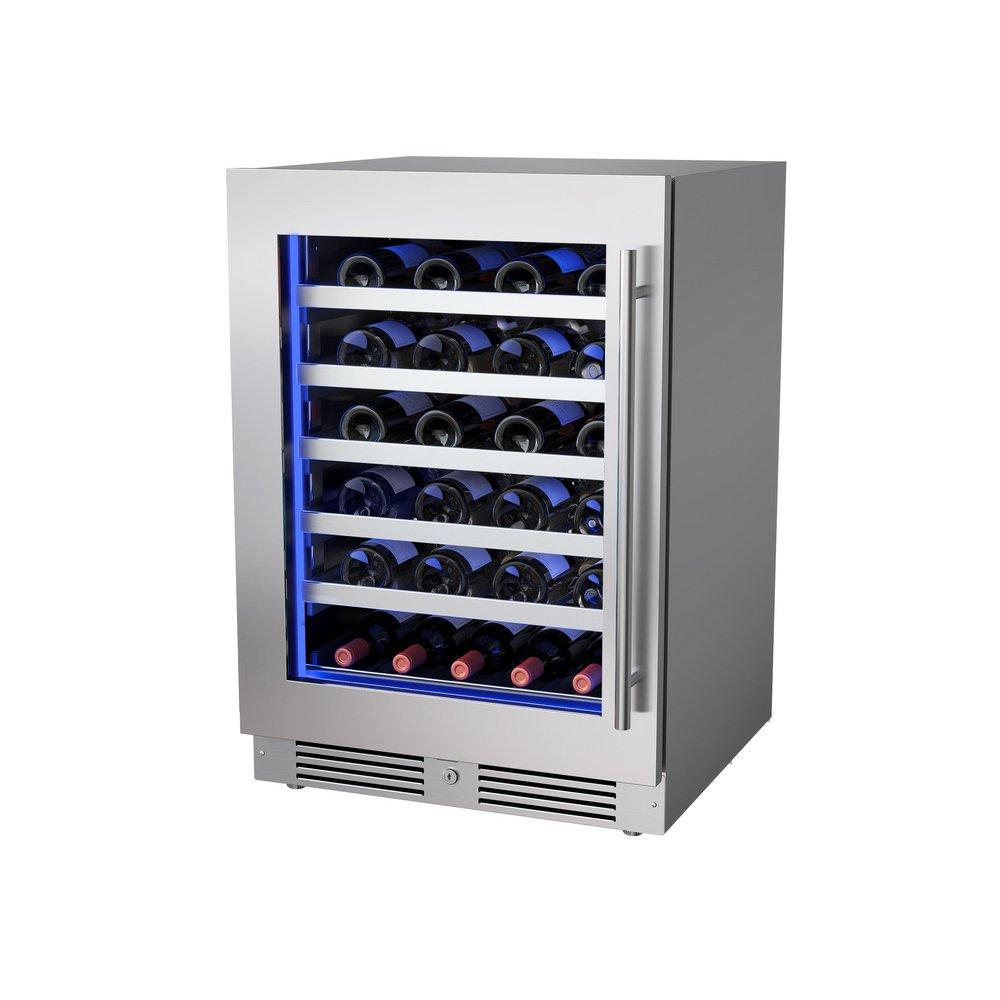 24 in. Single Zone Wine Cooler Left Hinge in Stainless Steel 