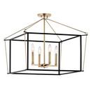 4-Light Semi-Flush Mount Ceiling Fixture in Champagne Bronze and Black 