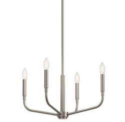4-Light Semi-Flush Mount Chandelier in Brushed Nickel