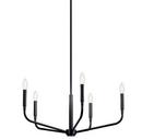 300W 5 Light 26in. Wide 1?Tier Chandelier with Swooping Arms in Black