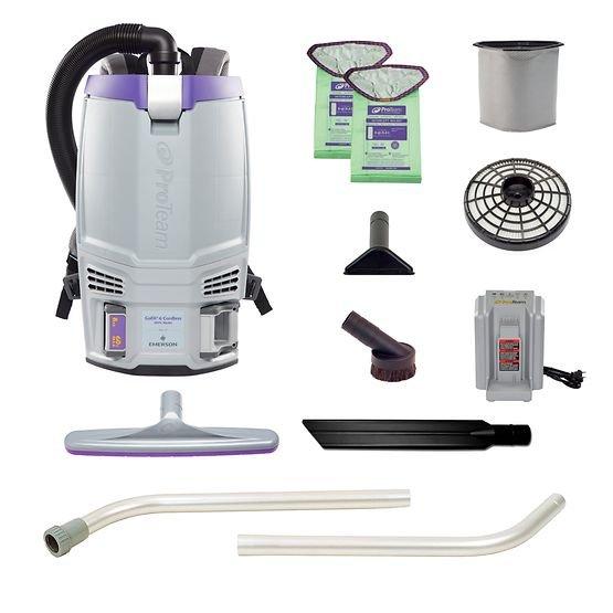 GoFit 6 Cordless 8Ah 6 qt. Backpack Vacuum with Xover Multi-Surface Two-Piece Wand Tool Kit 