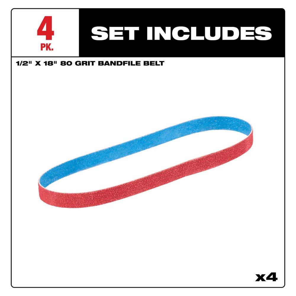1/2 X 18 80 GRIT BANDFILE BELTS 4 PACK 