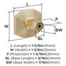 ST. VINCENT 1-5/8 INCH  41MM  LENGTH GOLDEN CHAMPAGNE CABINET KNOB GOCH 