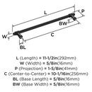 DESTINE 10-1/16 INCH  256MM  CENTER-TO-CENTER MATTE BLACK CABINET PULL MABL 