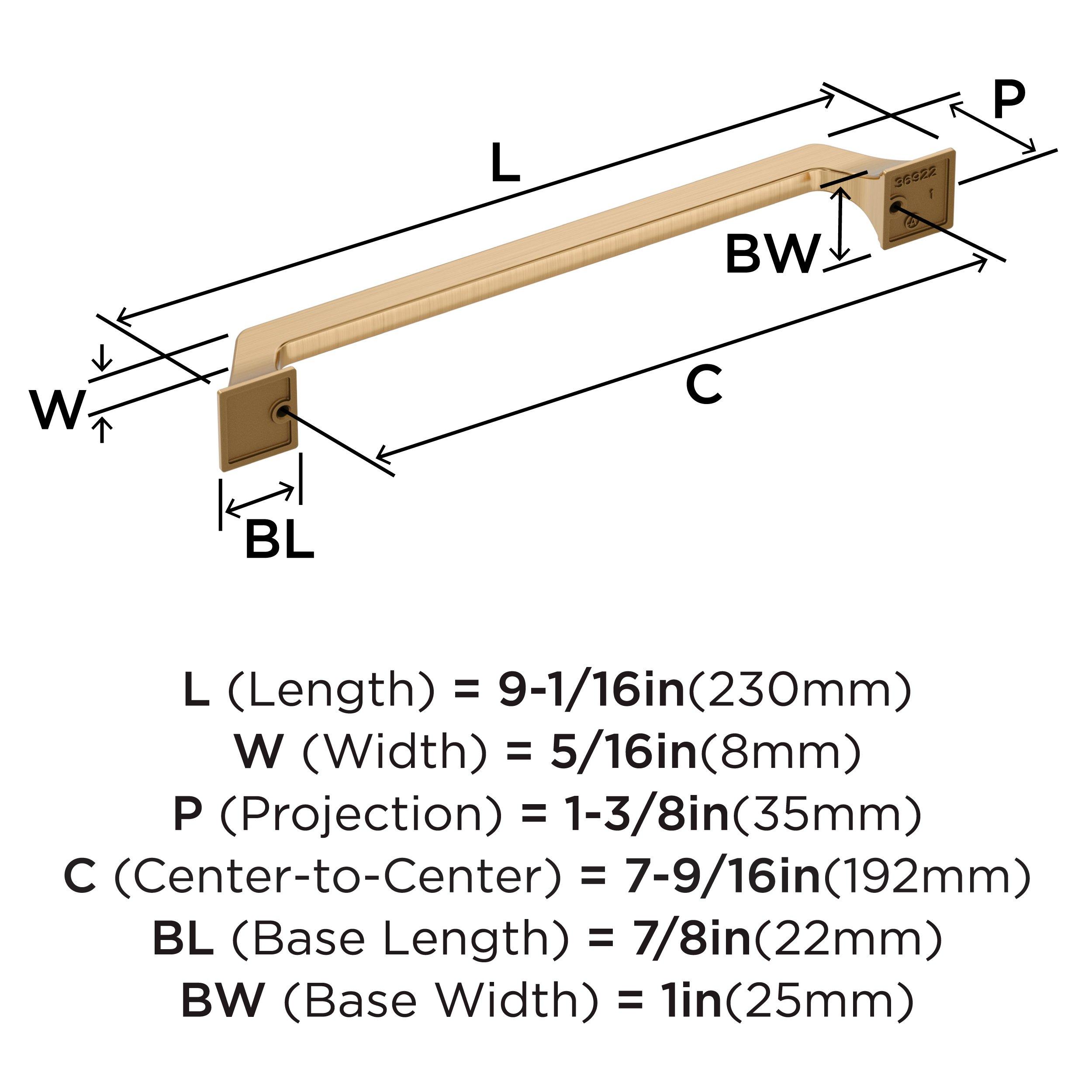 EXCEED 7-9/16 INCH  192MM  CENTER-TO-CENTER CHAMPAGNE BRONZE CABINET PULL CHBR 