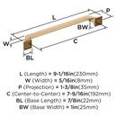 EXCEED 7-9/16 INCH  192MM  CENTER-TO-CENTER CHAMPAGNE BRONZE CABINET PULL CHBR 