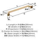 EXCEED 10-1/16 INCH  256MM  CENTER-TO-CENTER CHAMPAGNE BRONZE CABINET PULL CHBR 